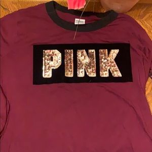 PINK long sleeve maroon top